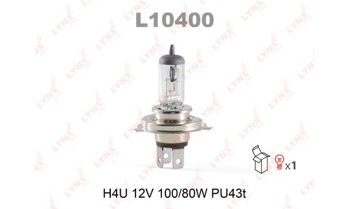 Лампа галогенная LYNXAuto H4U (P43t, T16), 12В, 100/80Вт, 3200К, 1 шт, арт. L10400