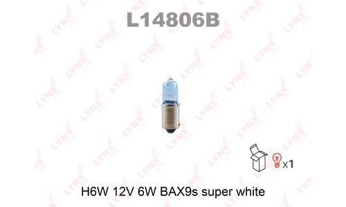 Лампа LYNXauto H6W (BAX9s, T9), 12В, 6Вт, 1 шт, арт. L14806B