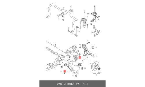 Сайлентблок переднего рычага VAG, арт. 7H0 407 182A