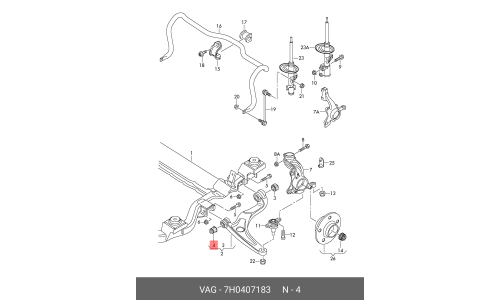 Сайлентблок переднего рычага VAG, арт. 7H0 407 183