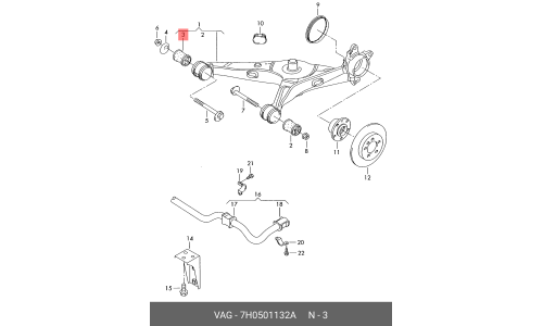 Сайлентблок заднего рычага VAG, арт. 7H0 501 132A