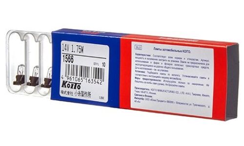 Лампа Koito BAX (пластиковый цоколь, T5.1), 14В, 1.75Вт, арт. 1566