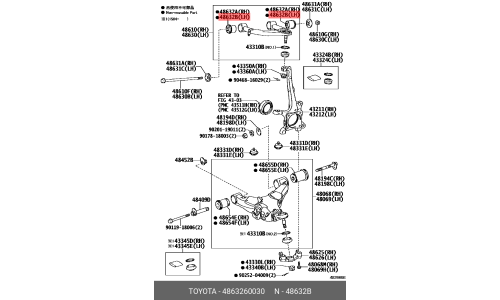 Сайлентблок переднего рычага Toyota, арт. 48632-60030