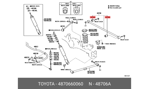 Сайлентблок заднего рычага Toyota, арт. 48706-60060