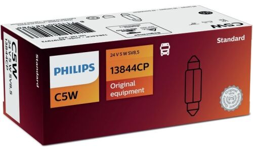 Лампа галогенная Philips Festoon C5W (SV8.5, T10x35), 24В, 5Вт, 1 шт, арт. 13844CP
