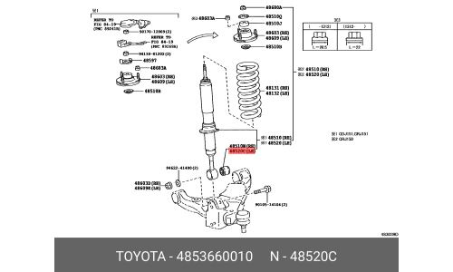 Сайлентблок заднего рычага Toyota, арт. 48536-60010