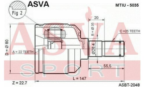 ШРУС Asva, внутренний, арт. MTIU-5035
