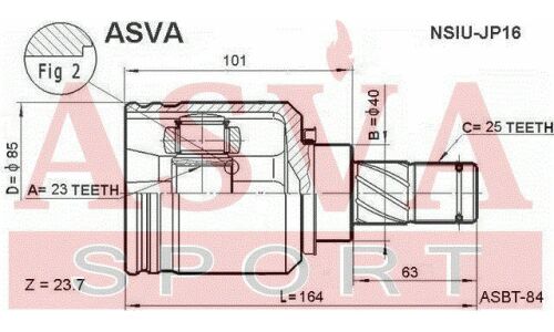 ШРУС Asva, внутренний, арт. NSIU-JP16
