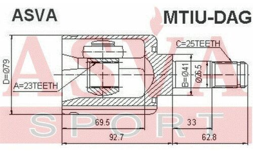 ШРУС Asva, внутренний, для Mitsubishi Carisma, арт. MTIU-DAG