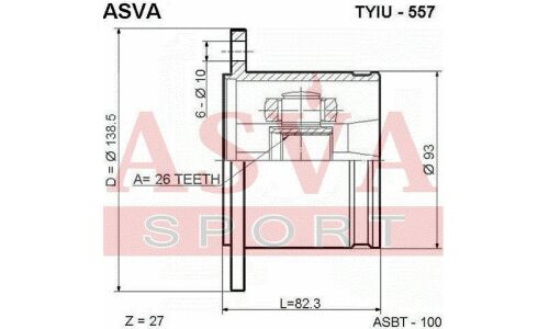 ШРУС Asva, внутренний, арт. TYIU-557