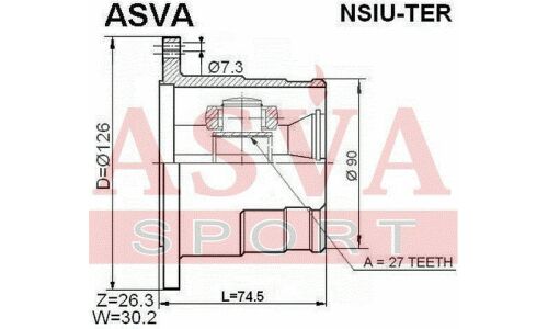 ШРУС Asva, внутренний, для Nissan Terrano, арт. NSIU-TER