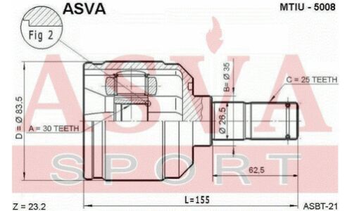 ШРУС Asva, внутренний, арт. MTIU-5008
