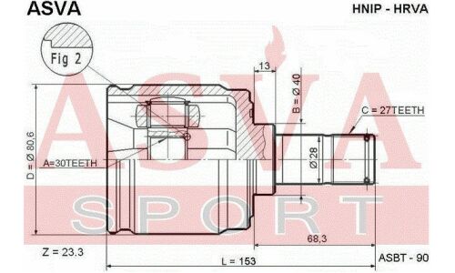ШРУС Asva, внутренний, арт. HNIP-HRVA