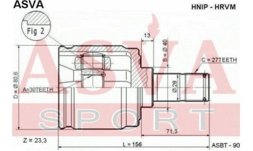 ШРУС Asva, внутренний, арт. HNIP-HRVM