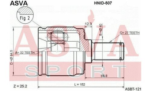 ШРУС Asva, внутренний, арт. HNID-507