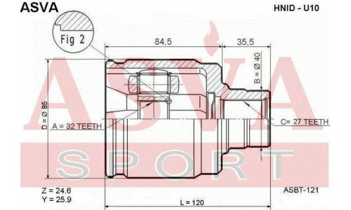 ШРУС Asva, внутренний, для Honda CR-V, арт. HNID-U10