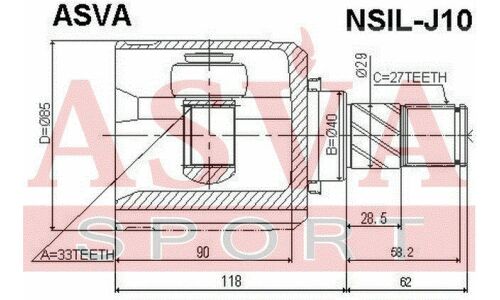ШРУС Asva, внутренний, арт. NSIL-J10