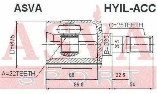 ШРУС внутренний | перед лев Asva, арт. HYIL-ACC