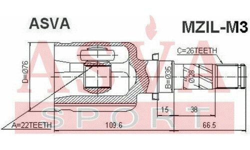 ШРУС Asva, внутренний, для Mazda 3, арт. MZIL-M3