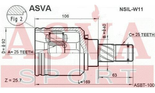 ШРУС Asva, внутренний, арт. NSIL-W11