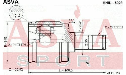 ШРУС Asva, внутренний, арт. HNIU-5028