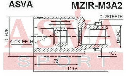 ШРУС Asva, внутренний, арт. MZIR-M3A2