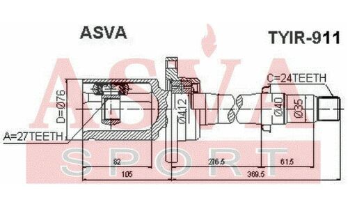 ШРУС Asva, внутренний, арт. TYIR-911