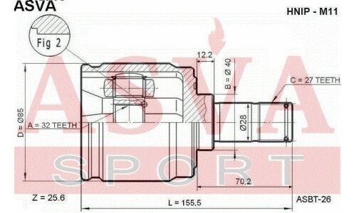 ШРУС Asva, внутренний, для Honda CR-V, арт. HNIP-M11