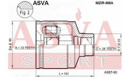 ШРУС Asva, передний, правый, внутренний, для Mazda 6, арт. MZIR-M6A