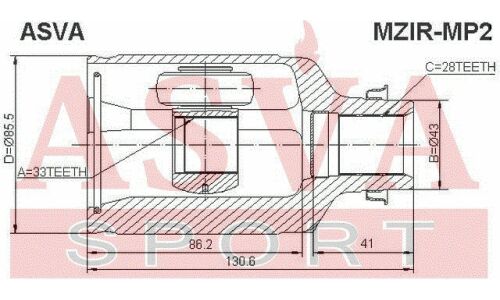 ШРУС Asva, внутренний, для Mazda MPV, арт. MZIR-MP2