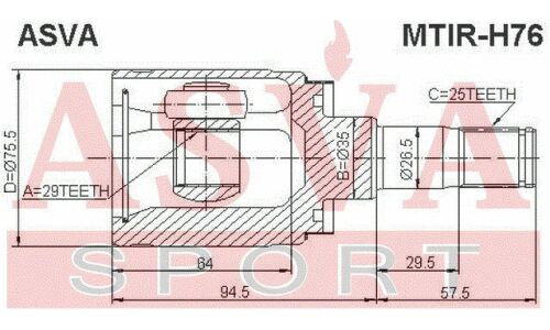 ШРУС Asva, внутренний, арт. MTIR-H76
