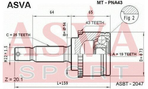 ШРУС Asva, внешний, арт. MT-PNA43