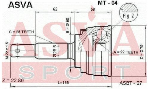ШРУС Asva, внешний, арт. MT-04