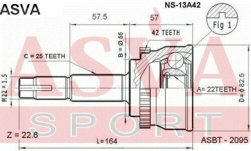 ШРУС Asva, внешний, арт. NS-13A42