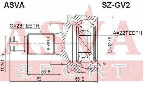 ШРУС Asva, внешний, арт. SZ-GV2