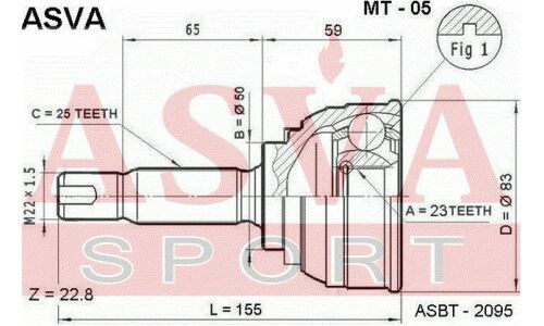ШРУС Asva, внешний, арт. MT-05