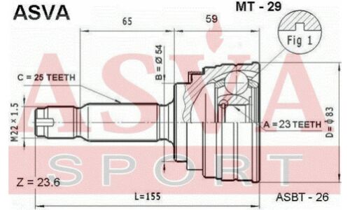 ШРУС Asva, внешний, арт. MT-29