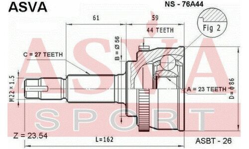 ШРУС Asva, внешний, арт. NS-76A44