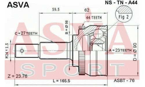ШРУС Asva, внешний, арт. NS-TN-A44