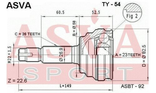 ШРУС Asva, внешний, арт. TY-54