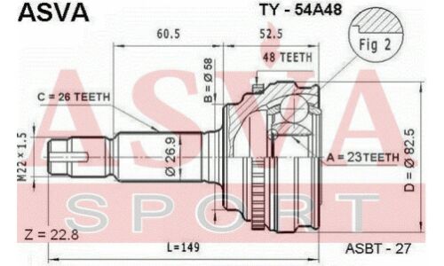 ШРУС Asva, внешний, арт. TY-54A48