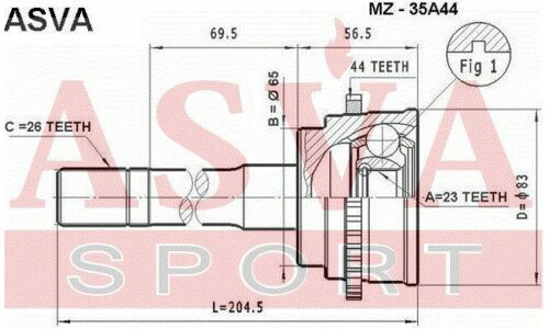 ШРУС Asva, внешний, арт. MZ-35A44
