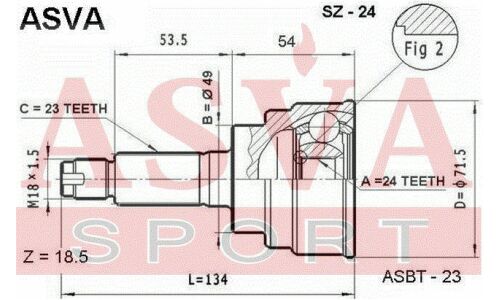 ШРУС Asva, внешний, арт. SZ-24