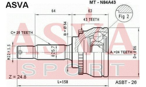 ШРУС Asva, внешний, арт. MT-N84A43