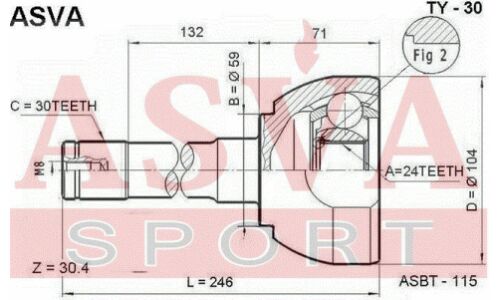 ШРУС Asva внешний, арт. TY-30
