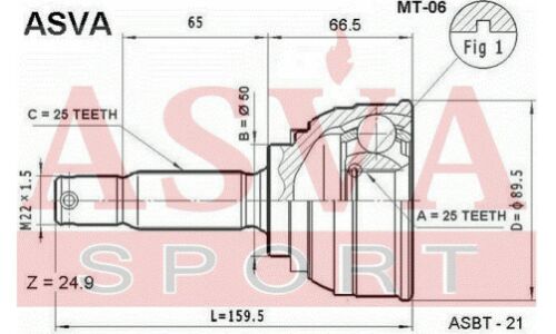 ШРУС Asva, внешний, арт. MT-06