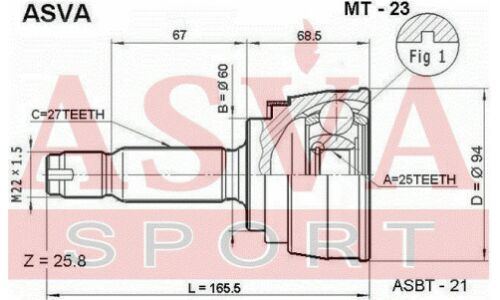 ШРУС Asva, внешний, арт. MT-23