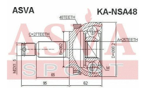 ШРУС Asva внешний, арт. KA-NSA48