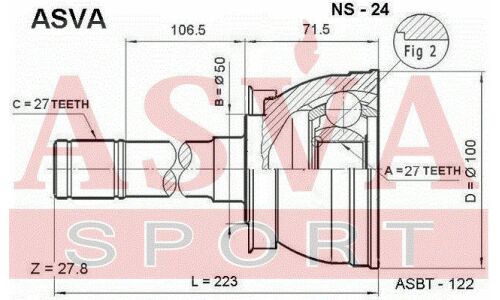 ШРУС Asva, внешний, арт. NS-24