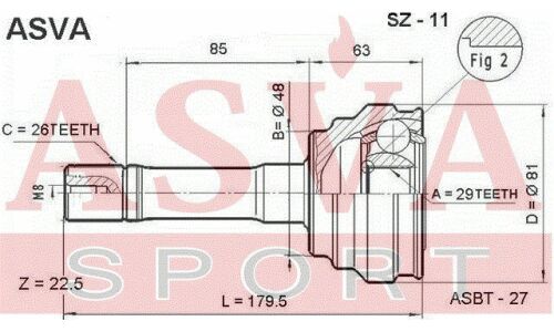 ШРУС Asva, внешний, арт. SZ-11